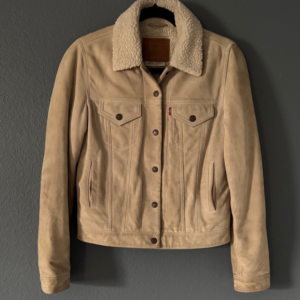 Levi's Cream Goat Suede Sherpa Lined Jacket